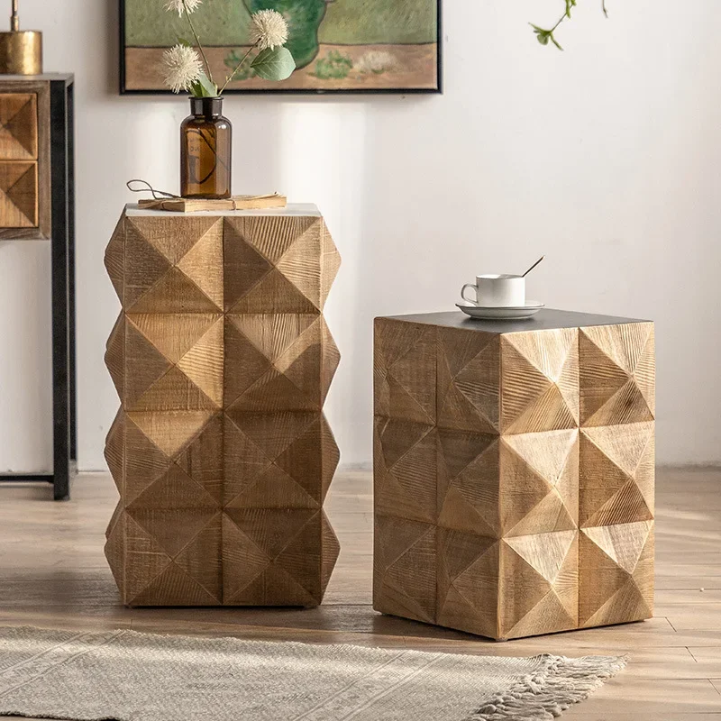 Solid Wood Nightstand 2 Drawers - Modern Nightstand Bedside Table with wood