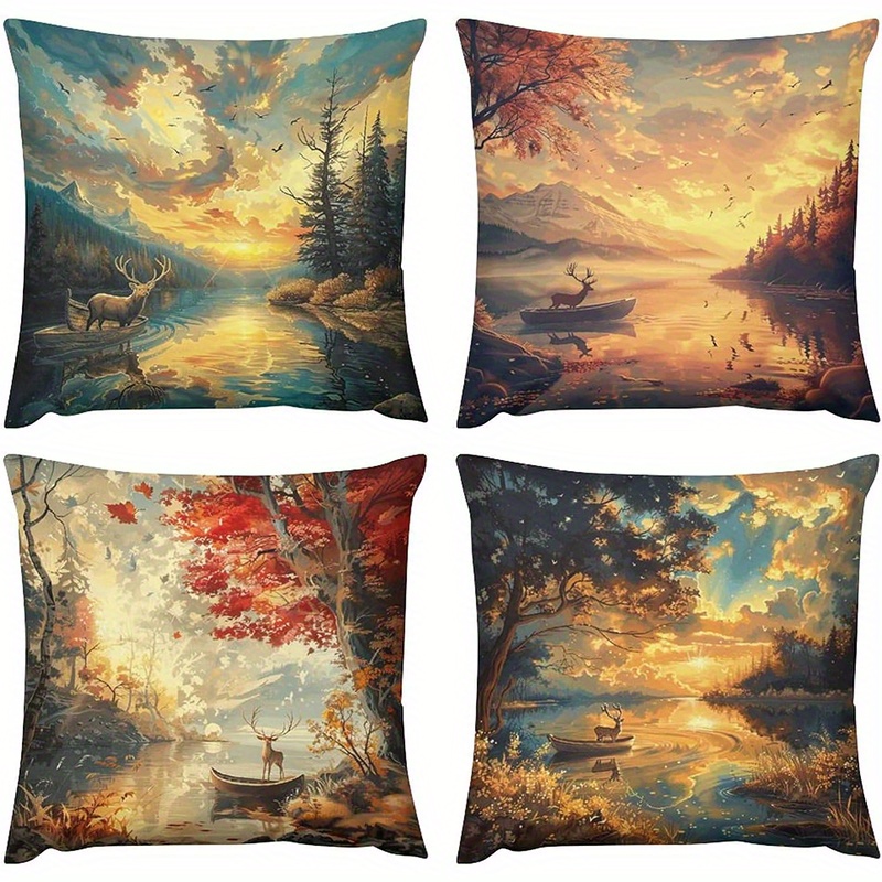 Sofas - Home Decor Deer by Lake Sunset