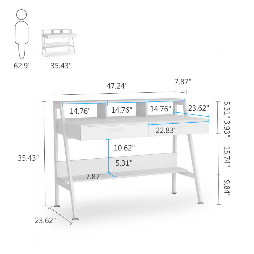 Storage - Computer Desk with Storage Shelf &