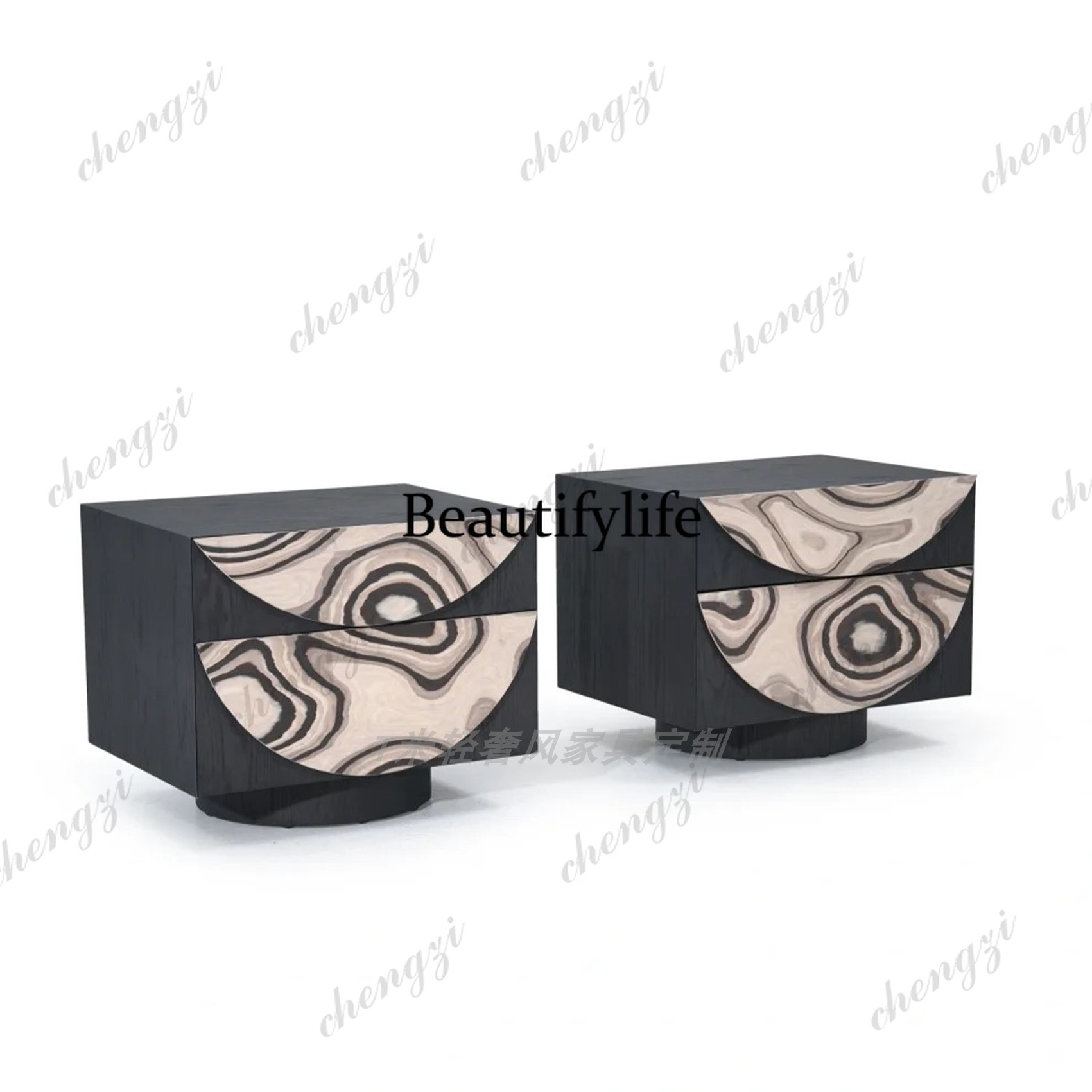 Tables - Modern minimalist bedside table, square abstract