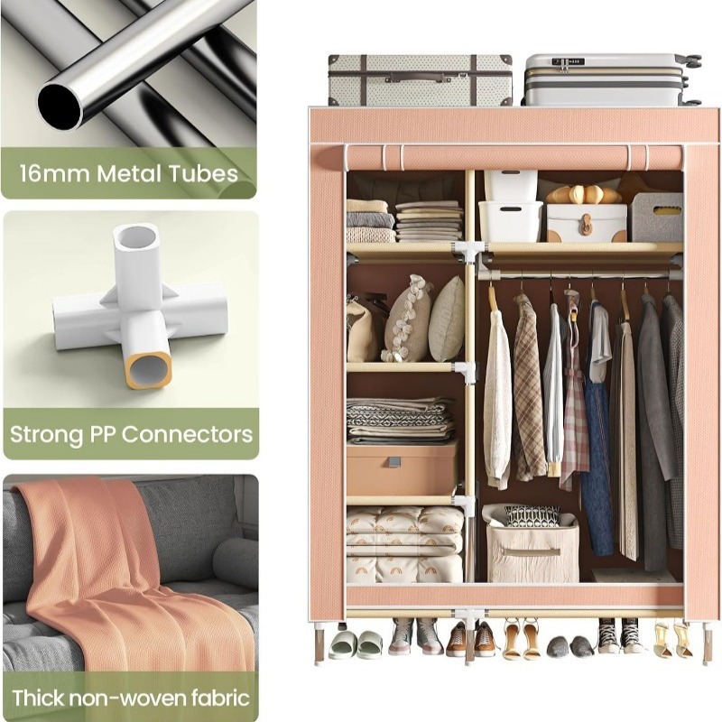 Portable Wardrobe, Freestandin - Wardrobe Closet Portable Fabric Cover 评论和价格