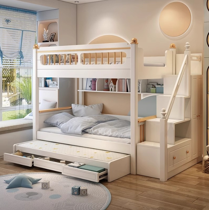 ！@Kids Bedroom Furniture Solid - Bunk Bed With Stairs And Slide 评论和价格