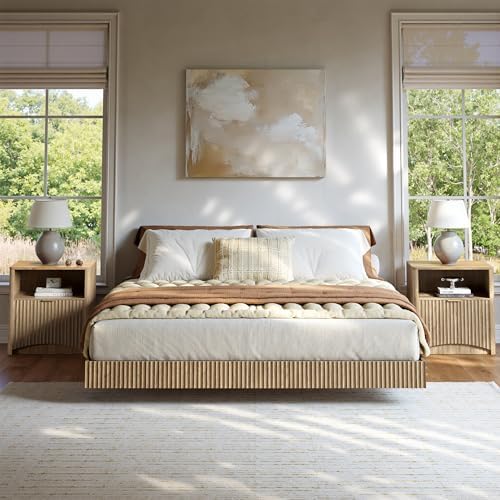Bedroom Set, Queen Floating Be - Floating Nightstand With Led Light 评论和价格