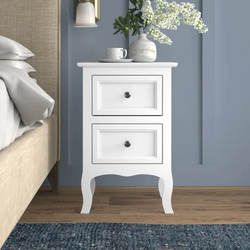 Retro Wooden Nightstand with 2 - Solid Wood Nightstand 2 Drawers 评论和价格