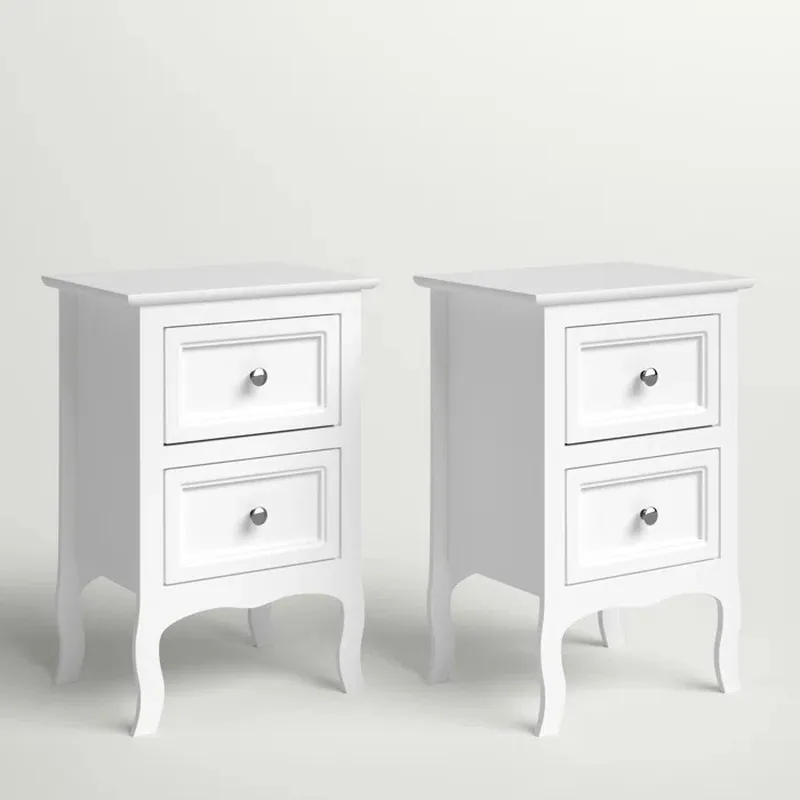 Retro Wooden Nightstand with 2 - Solid Wood Nightstand 2 Drawers 评论和价格