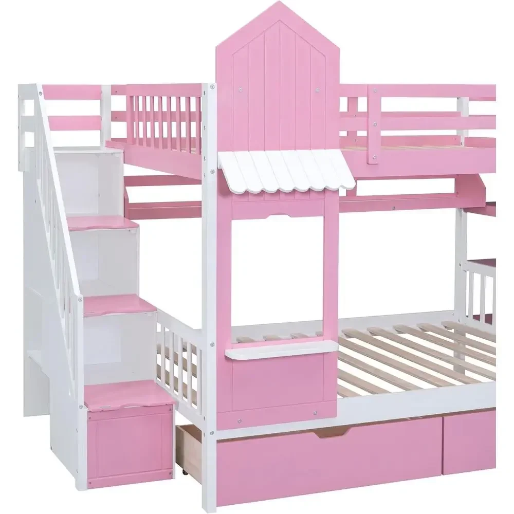 Kids Bunk Bed with Stairs, Sli - Bunk Bed With Stairs And Slide 评论和价格