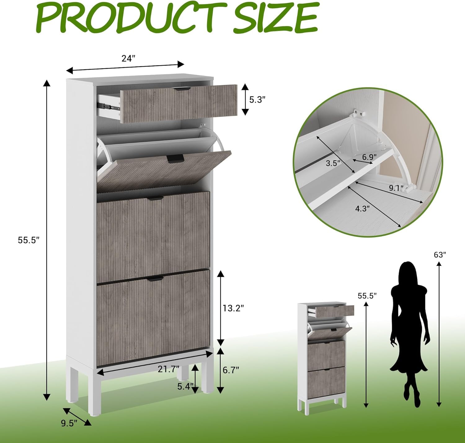 Entryway Shoe Cabinet with 3 F - Shoe Rack Cabinet Narrow Entryway 评论和价格