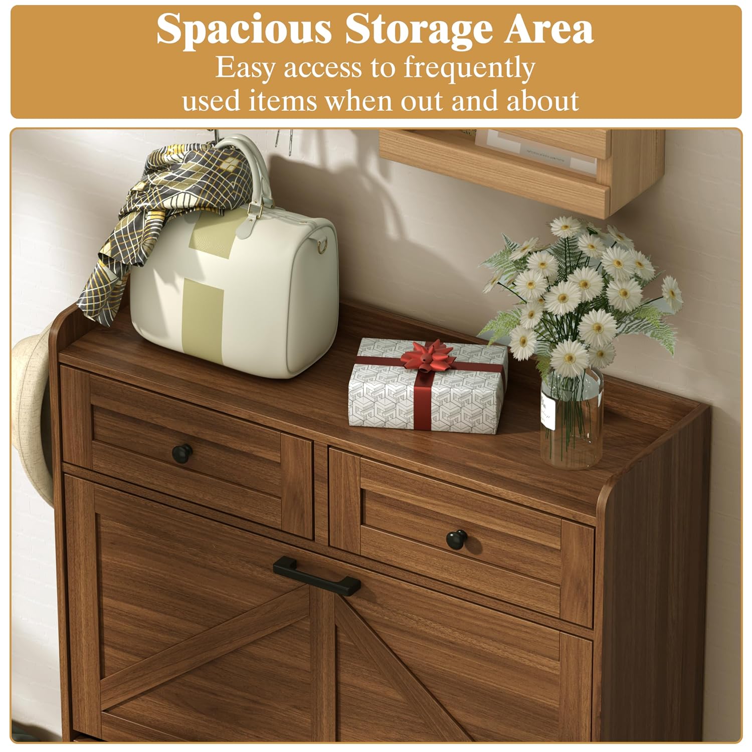 Shoe Cabinet with 2 Flip & 2 S - Shoe Rack Cabinet Narrow Entryway 评论和价格