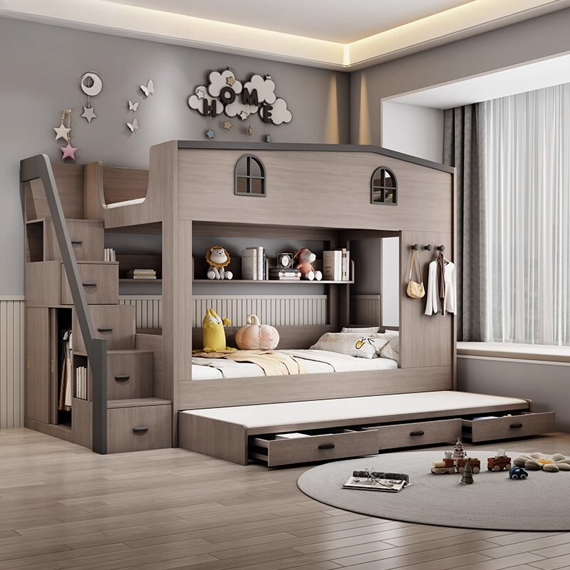 Nordic Double Decker Kids Beds - Bunk Bed With Stairs And Slide 评论和价格