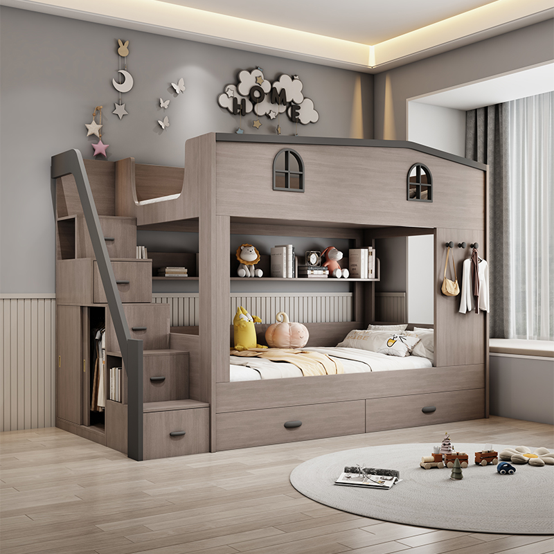 Nordic Double Decker Kids Beds - Bunk Bed With Stairs And Slide 评论和价格