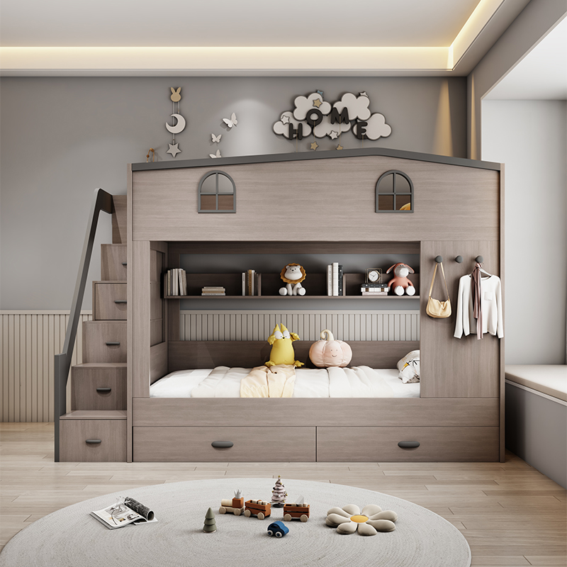 Nordic Double Decker Kids Beds - Bunk Bed With Stairs And Slide 评论和价格