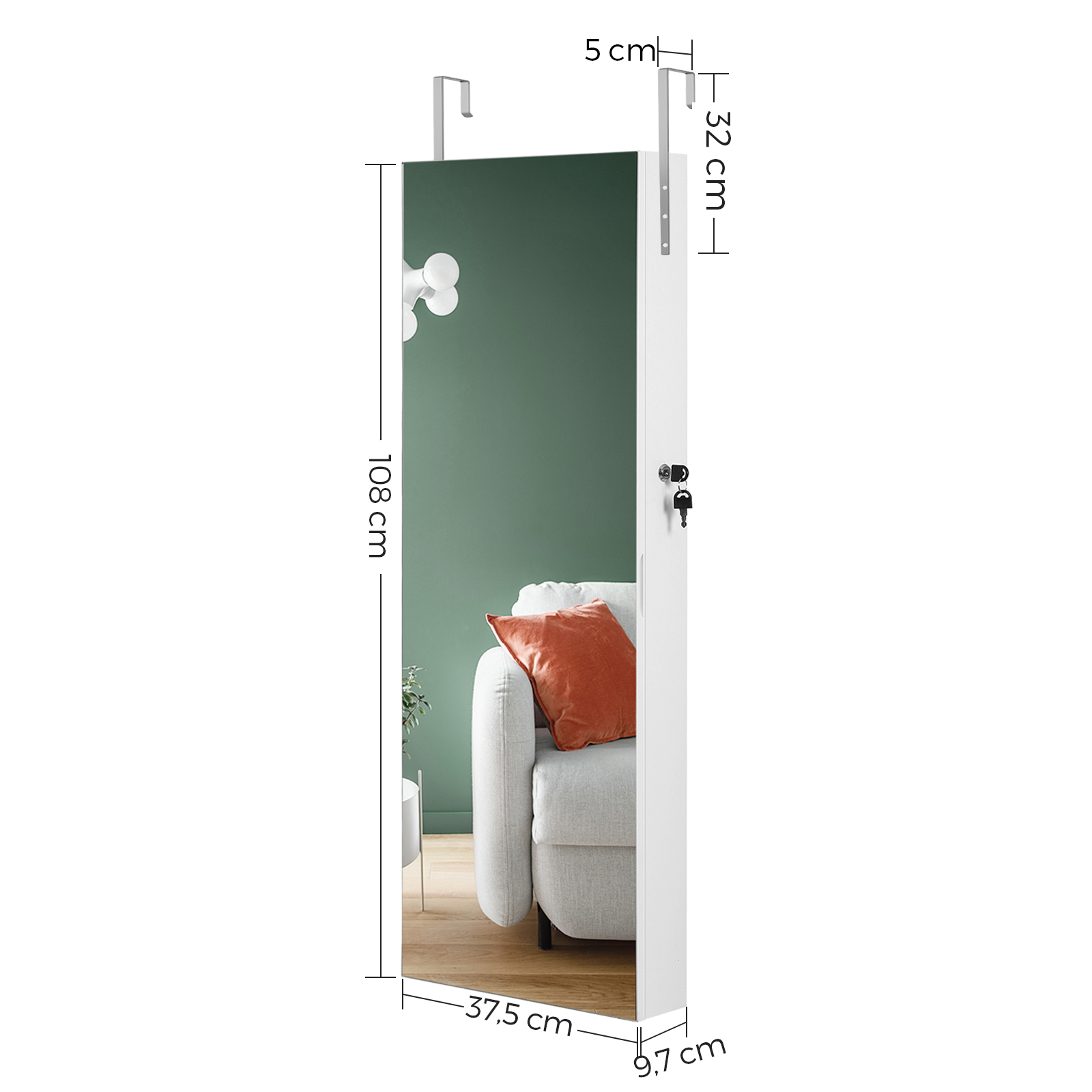 Jewellery Armoire White Lockab - Full Length Mirror Jewelry Armoire 评论和价格