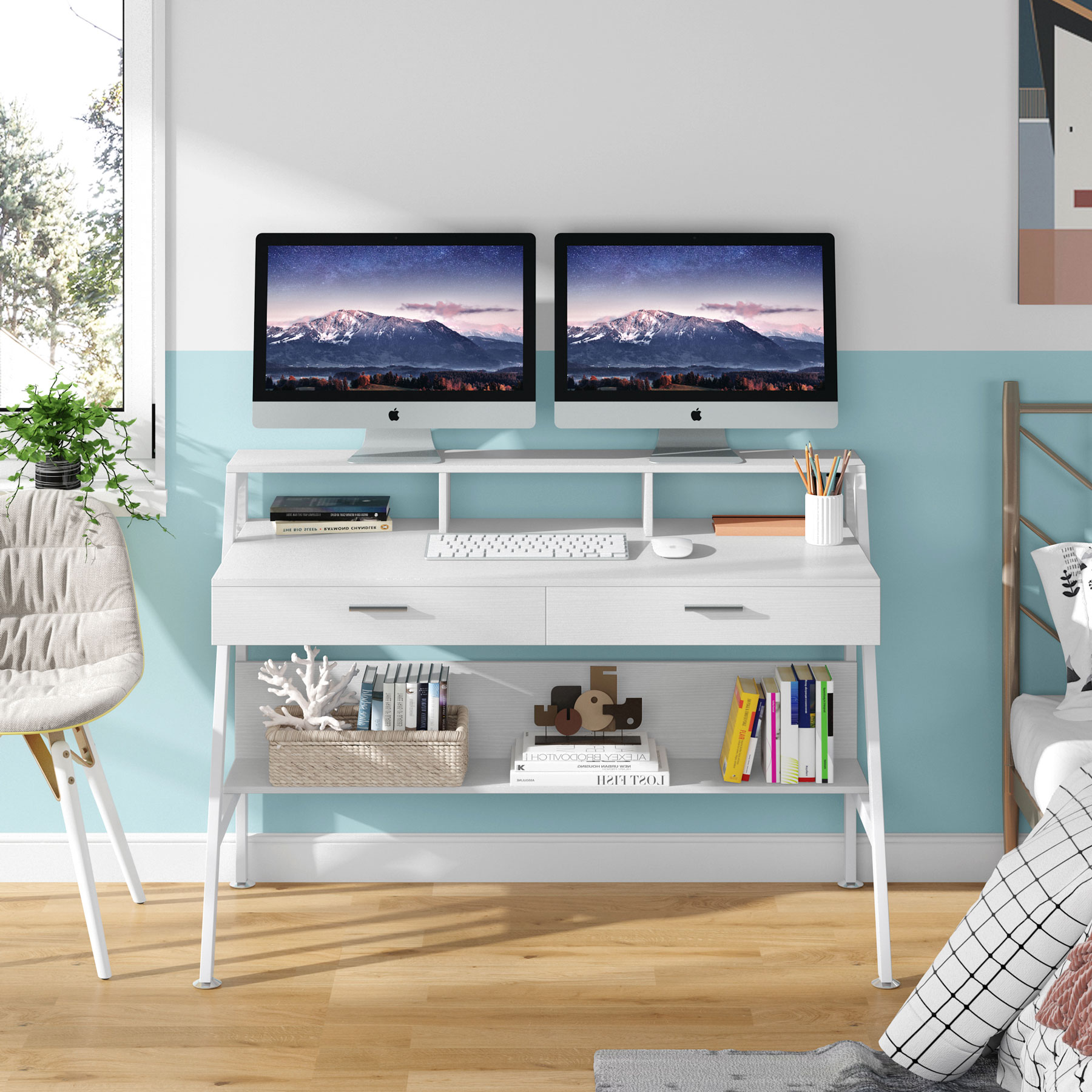 Computer Desk with Storage She - Storage 评论和价格