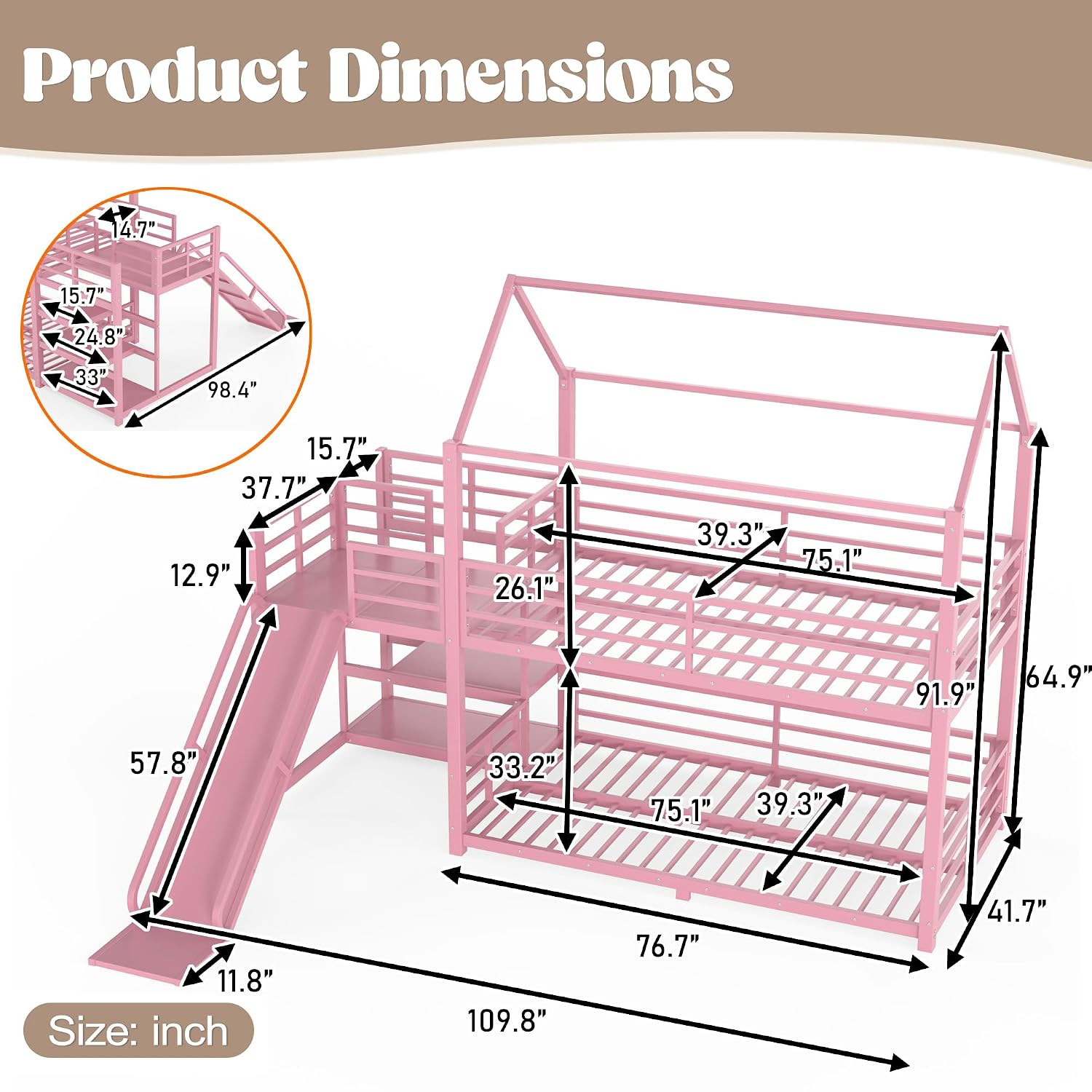 Twin Bunk Bed with Slide & Sto - Bunk Bed With Stairs And Slide 评论和价格