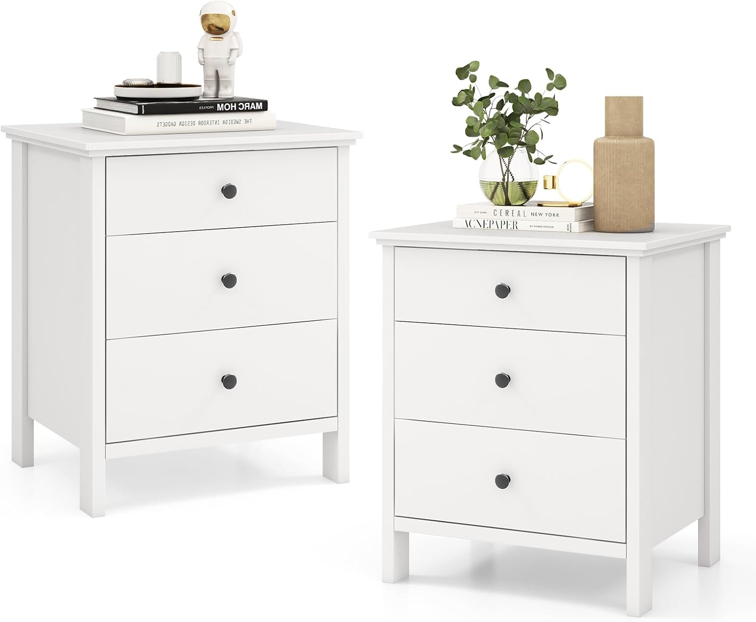 Nightstand with 3 Drawers Set  - Solid Wood Nightstand 2 Drawers 评论和价格