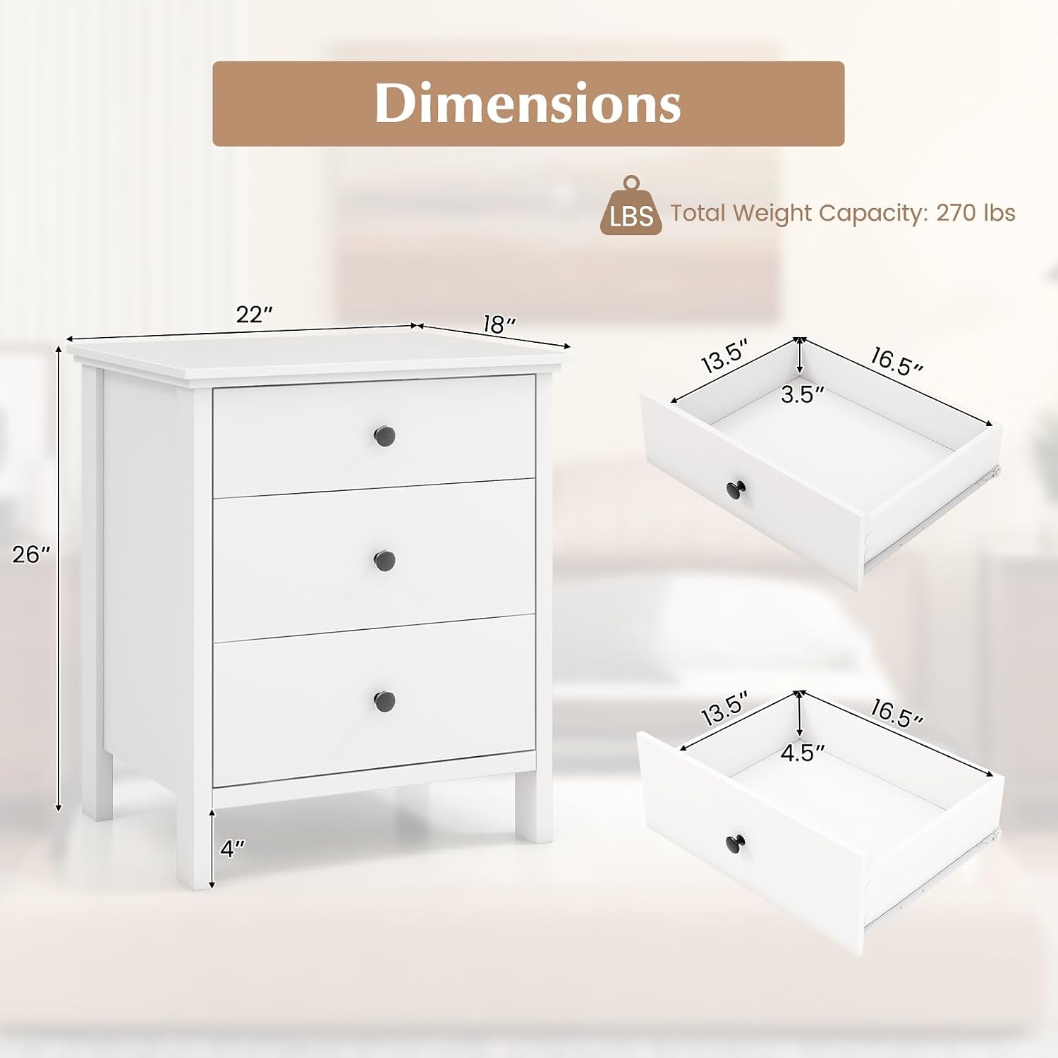 Nightstand with 3 Drawers Set  - Solid Wood Nightstand 2 Drawers 评论和价格