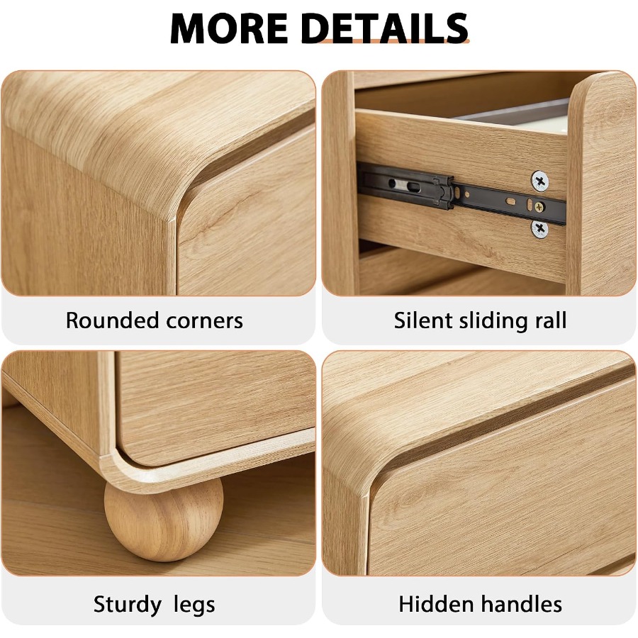 Small Night Stand with 2 Drawe - Solid Wood Nightstand 2 Drawers 评论和价格