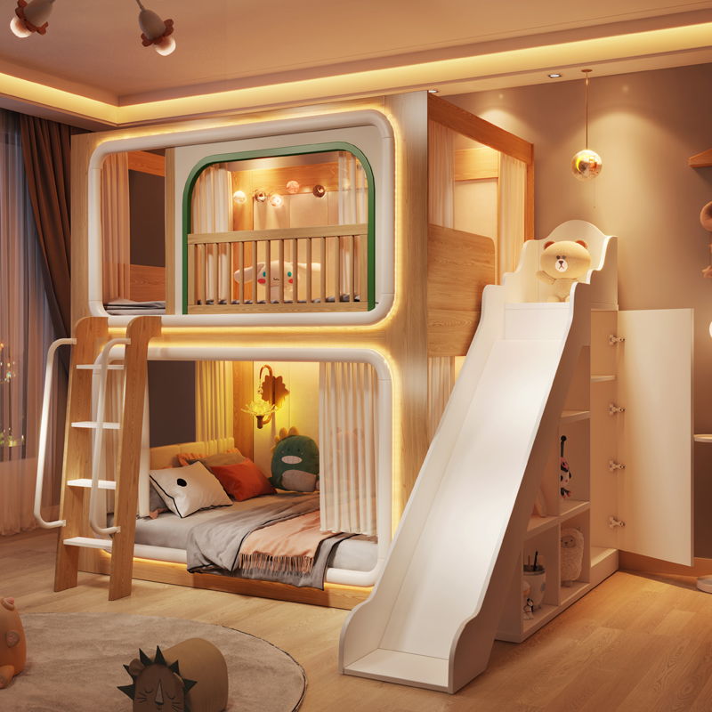 Loft Double Decker Kids Beds W - Bunk Bed With Stairs And Slide 评论和价格